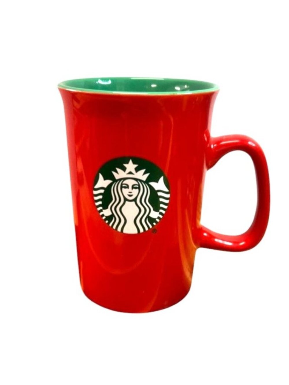 Starbucks 2024 Red Siren 10oz Ceramic Coffee Mug, siren logo , festive red gree